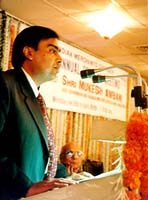 Mukesh Ambani addresses the IMC AGM on April 26, 1999