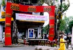 Haywards 5000 beer advertisement at a Ganapati pandal