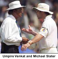 Umpire Venkat and Michael Slater