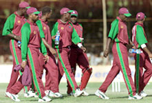 The West Indian players walk ofthe field