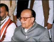 Arjun Singh at a campaign meeting for Tripathi
