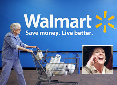 A customer leaves a Wal-Mart store in Rogers, Arkansas. (Inset: Alice Walton)