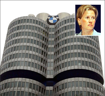 The headquarters of BMW in Munich, Germany. (Inset: Susanne Klatten)