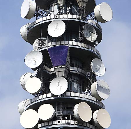 The British Telecom Tower is seen in central London.