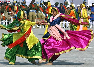 Dancers perform during the Republic Day celebrations.