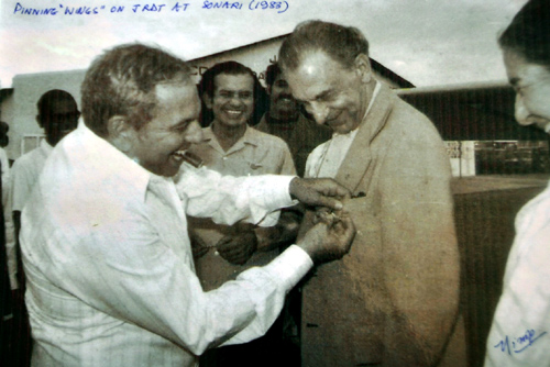 This 1988 photograph shows Russi Mody with JRD Tata.