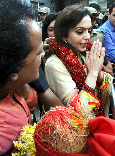 Nita Ambani at the Hyderabad temple.
