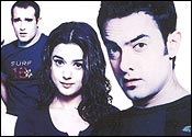 Akshaye Khanna, Preity Zinta and Aamir Khan in the slick Dil Chahta Hai