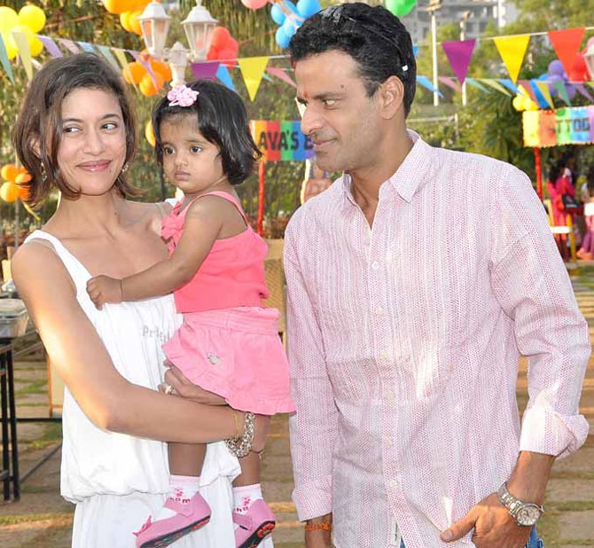 Manoj Bajpayee with his wife Shabana and daughter Ava Nayla