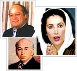 Benazir,Zulfikar Bhutto and Nawaz Sharief