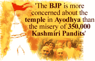  'The BJP is more concerned about the temple in Ayodhya than the misery of 350,000 Kashmiri Pandits' 