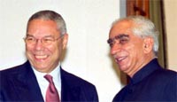 Colin Powell (left) and Jaswant Singh (right)