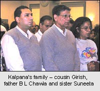 Kalpana's family -- cousin Girish, father B L Chawla and sister Suneeta