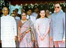 Jayewardane with Rajiv Gandhi