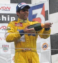 Karun Chandhok after his win at Silverstone