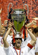 Paolo Maldini with the Champions Trophy