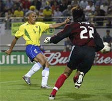 Ronaldo scores the fourth  goal for Brazil