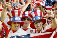 American fans celebrate the victory.