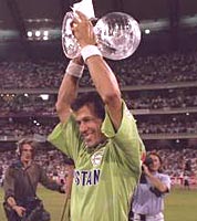 Imran Khan after winning the 1992 World Cup