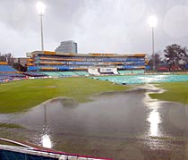 A water-logged Kingsmead, Durban, on Wednesday