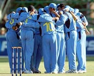 The India team huddle