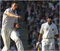 McGrath celebrates another Indian wicket