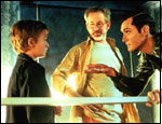 Haley Joel Osment, William Hurt and Jude Law in A I