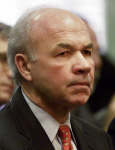 The former Enron CEO Kenneth Lay listens to senators statements at the Capitol Hill in Washington