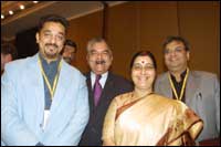 I&B Minister Minister Sushma Swaraj, with actor Kamal Haasan (left) and film director Subhash Ghai (right). Photo: Jewella C. Miranda