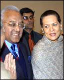 Congress president Sonia Gandhi with FICCI president A C Muthiah