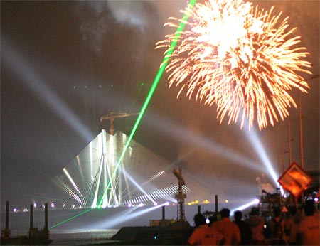 Fireworks at the Bandra-Worli Sea Link