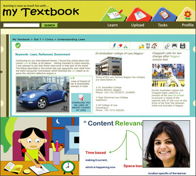 Shreyasi Roy (inset) and her 'My Textbook' web application