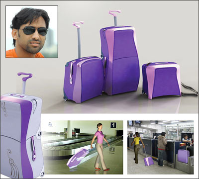 Abneet Chauhan (inset) and his upscale travel luggage for women