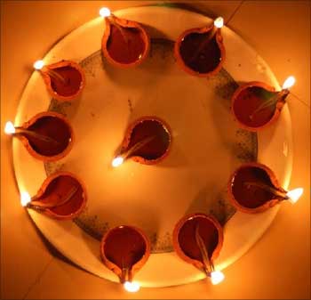 Diwali lamps.