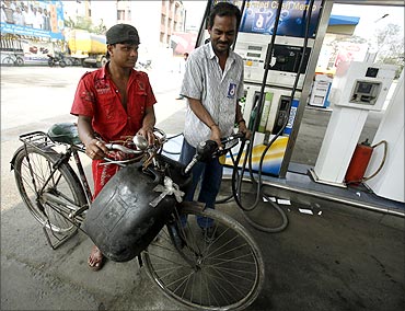 A petrol pump in Kolkata.