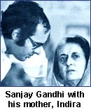 Sanjay Gandhi with his mother, Indira