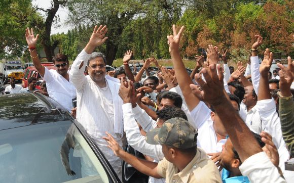 Congress leader Siddaramaiah campaigns in Varuna