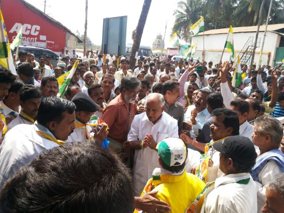 KJP chief Yeddyurappa campaigns in Shikaripura