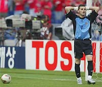 Spain's goalkeeper Casillas after South Korea converted their final kick.