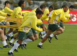 The Brazil team in training