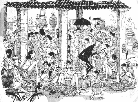 The late Mario Miranda's depiction of a Goan fish market